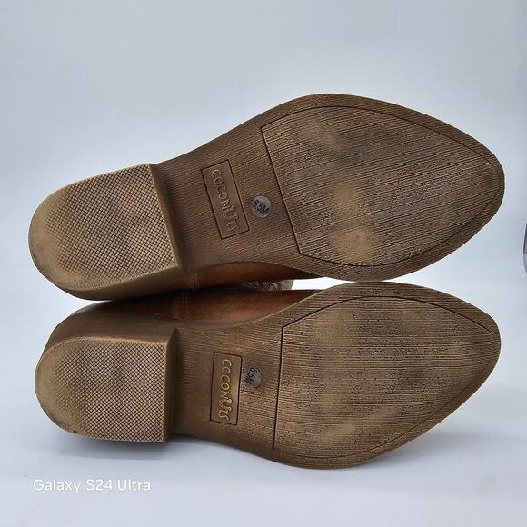 Coconuts Gaucho Brown Western Boots Faux Leather Embroidered Cowgirl Womens 6.5M - Picture 7 of 10